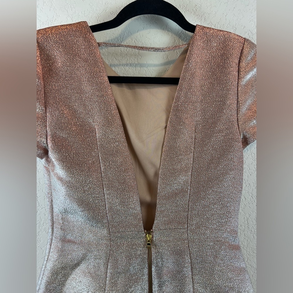 NWT: Express Sparkly Metallic Rose Gold Dress - Picture 8 of 12
